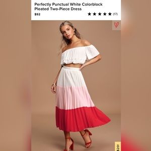 NWT Lulu’s White colorblock pleated 2 piece SMALL